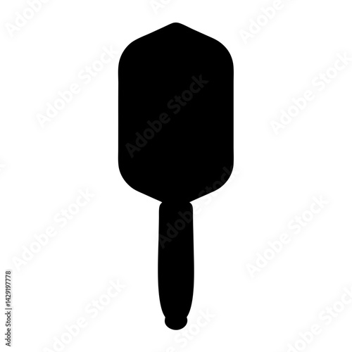 Black Silhouette of a Classic Paddle transparent . Hair Brush on a