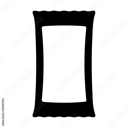 Black and Graphic of a transparent . Sealed Flexible Pouch or Package for Food