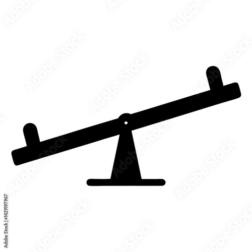 Black and illustration of a see saw at a playground, transparent . child play equipment