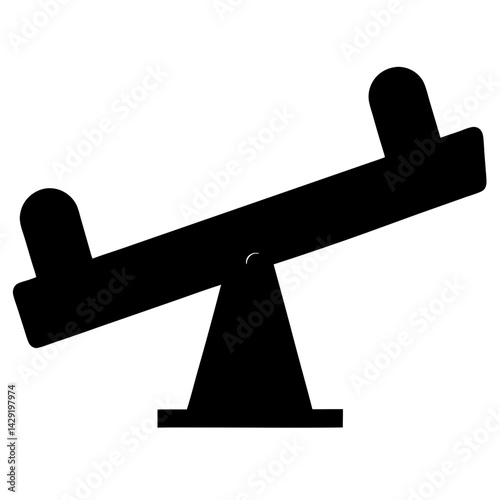 Silhouette of a seesaw angled, transparent . a symbol of balance and equilibrium, on playground