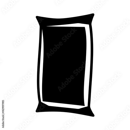 Stylized black silhouette of a sealed bag, transparent . useful for illustrations or graphics of packed contents