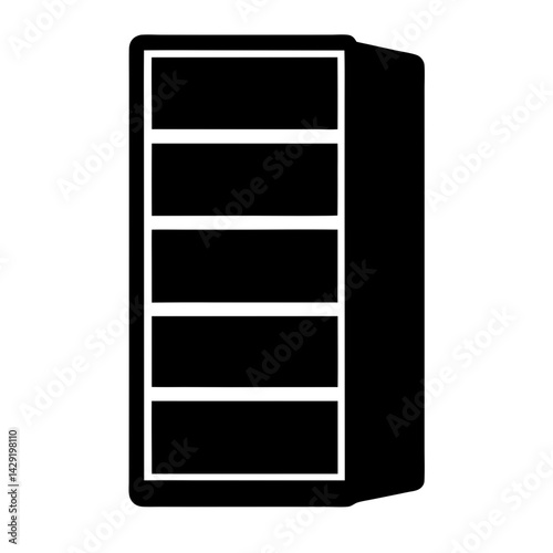Silhouette Illustration of a FiveShelf Cabinet, transparent . Bookcase, or Storage Unit with Open Shelves and Modern Design