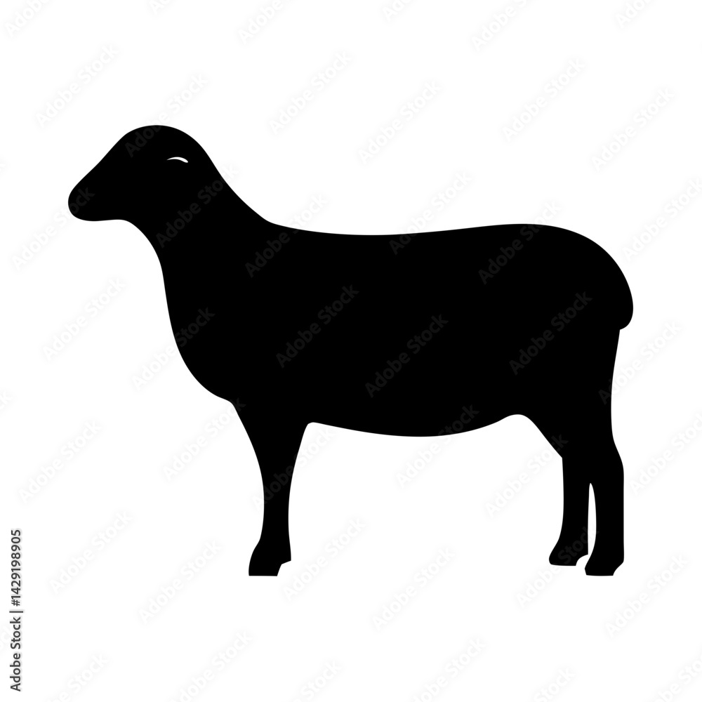 Silhouette of a Sheep Standing Calmly on a , transparent . Simple and Elegant Illustration Silhouette of a Sheep Standing Calmly on a , transparent . Simple and Elegant Illustration