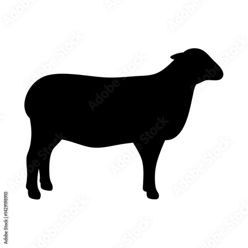 Silhouette of a standing sheep, transparent . in black, on a , an abstract representation