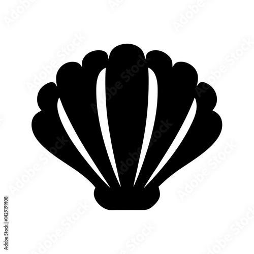 Black Seashell Illustration Depicting Marine Life and Beach Finds, transparent . Perfect for Coastal Decor