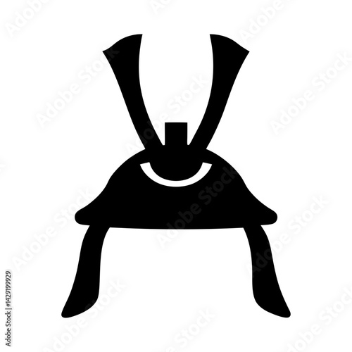 A minimalist yet powerful symbol of a samurai helmet in bold black. This simple and striking image evokes strength and the historical traditions.