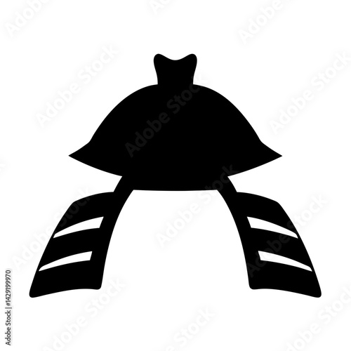 A stark, graphic silhouette of a traditional samurai helmet, representing honor, strength, and the rich heritage of Japanese culture.
