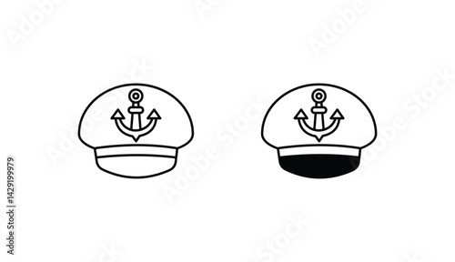 Ship Captain Cap icon design with white background stock illustration