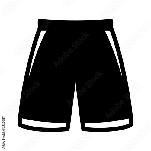 Stylized black and white outline of shorts isolated on a white background