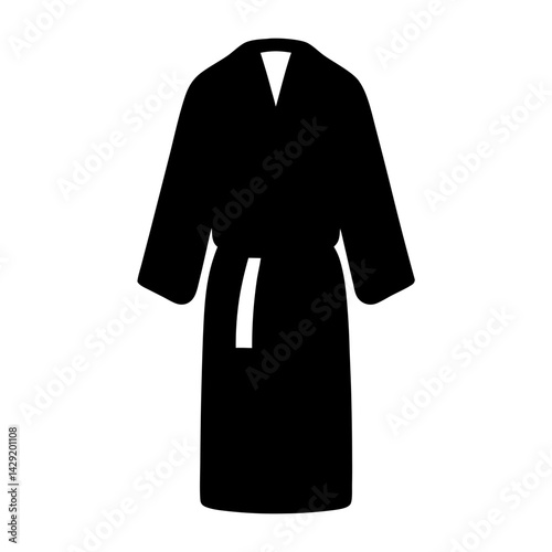 Black silhouette of a robe with a belt on a white background