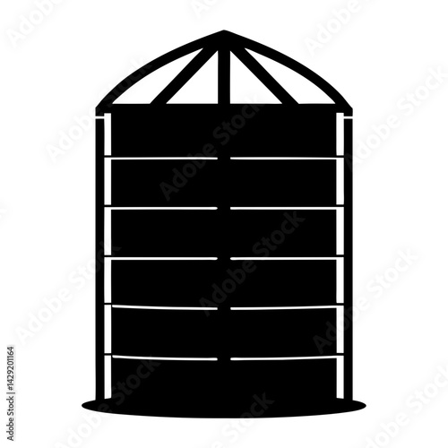 Simple and clean silhouette of a silo grain storage container for agriculture