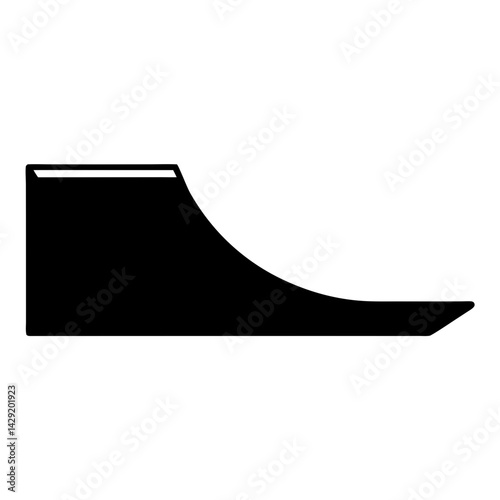 Silhouette of a quarter pipe skate ramp for extreme sports activities