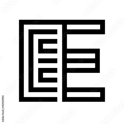Black and white abstract letter E vector illustration – ideal for logos, branding, monograms, and modern graphic design. Sleek, minimal, and contemporary symbol style.