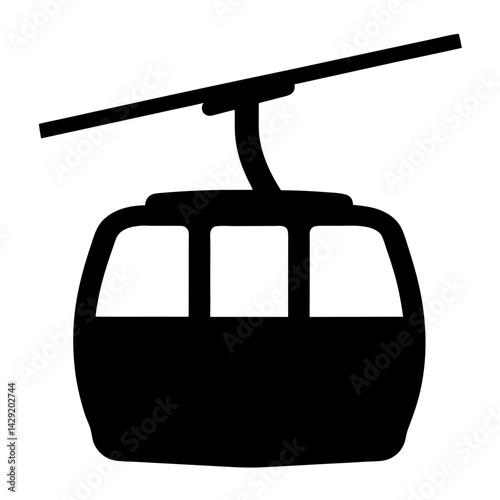 Simple Black and White Icon of a Gondola, Skilift Cabin