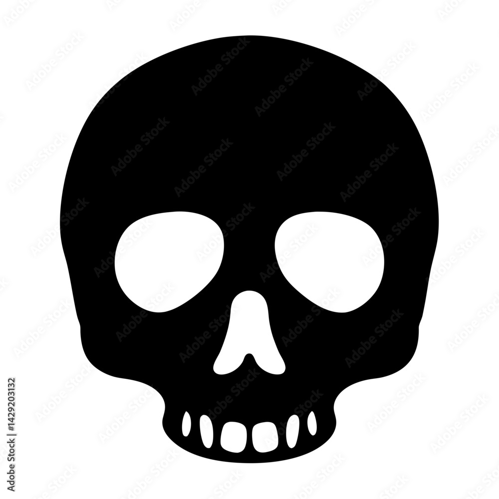 Bold black skull with hollow eyes, a simple Halloween graphic icon Bold black skull with hollow eyes, a simple Halloween graphic icon