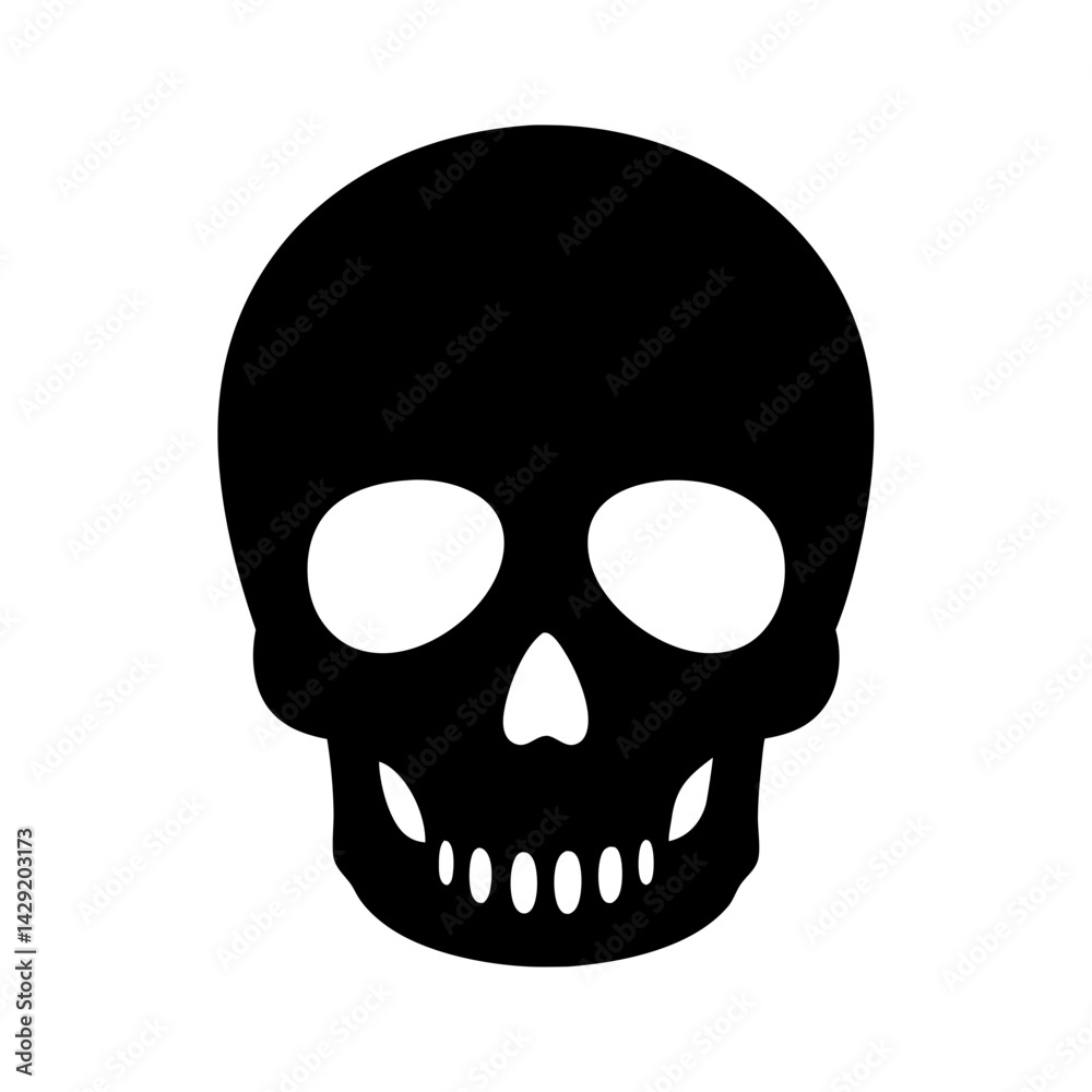 Fototapeta premium Black and White Skull Illustration for Halloween or Gothic Theme