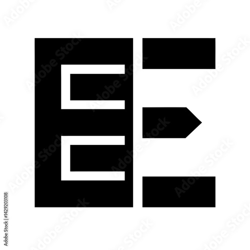 Black and white abstract letter E vector illustration – perfect for logos, branding, monograms, and contemporary graphic design. Minimal, clean, and modern symbol design.