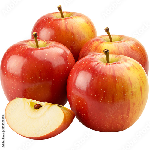 Fresh Red Yellow Apples - Organic Healthy Fruit for Daily Diet & Grocery Needs on transparent background .
