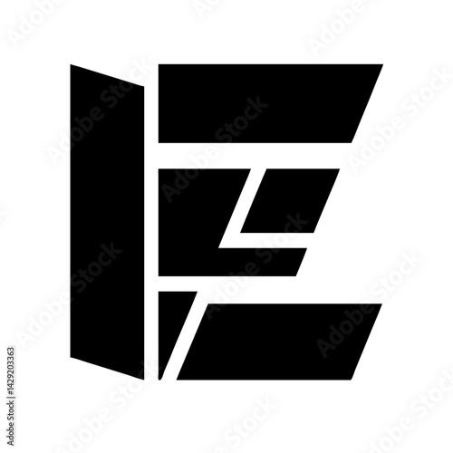 letter, e, abstract, symbol, icon, logo, branding, graphic, design, black, white, vector, illustration, modern, alphabet, typography, monogram, initial, geometric, shape, art, concept, creative, minim