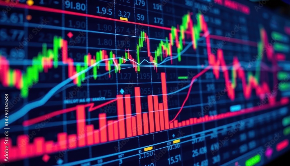Financial Analytics Displaying Stock Market Fluctuations and Trading Trends Financial Analytics Displaying Stock Market Fluctuations and Trading Trends