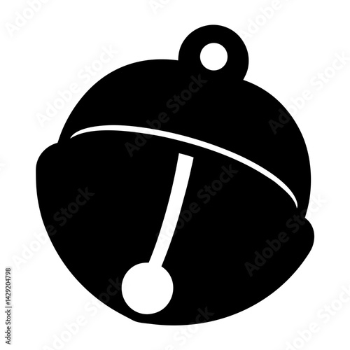 Sleigh bell silhouette in black and white, symbolizing Christmas or holidays