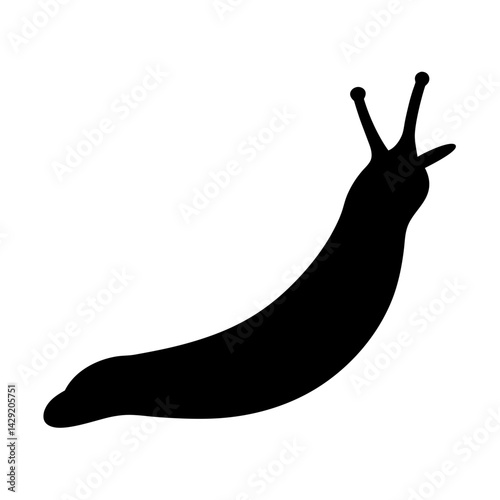Silhouette illustration of a slug on a white background, detailed animal shape