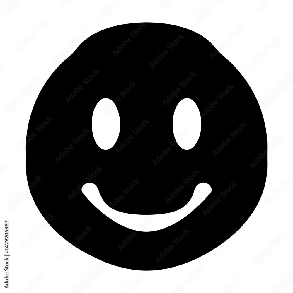 Fototapeta premium Black and white minimalistic smiley face with a large head and eyes