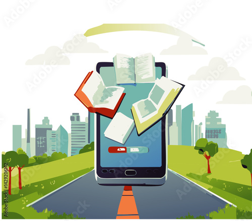 Digital Learning Concept with Book and Tablet Exchange – E-Learning and Knowledge Transfer in Modern Education

