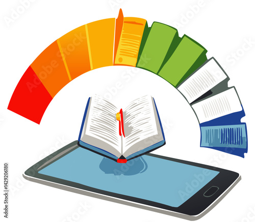 Digital Learning Concept with Book and Tablet Exchange – E-Learning and Knowledge Transfer in Modern Education

