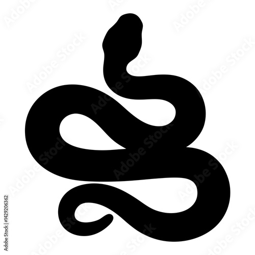 Wallpaper Mural Silhouette illustration of a black snake coiled and ready to strike on white Torontodigital.ca