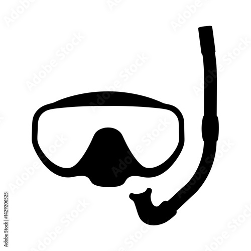Silhouette of a dive mask and snorkel used for underwater adventures