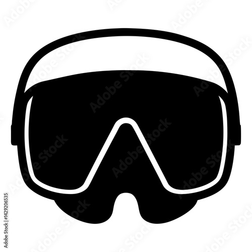 Black and white silhouette of ski goggles perfect for winter sports use