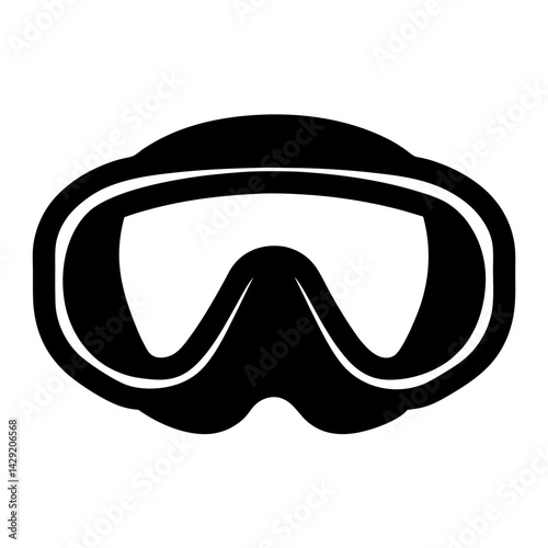 Simple Black and White Graphic of a Dive Mask or Goggles