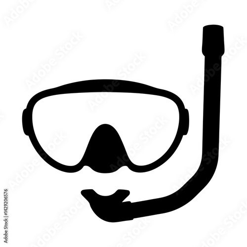 Silhouette of a Snorkel and Mask for Underwater Exploration and Recreation