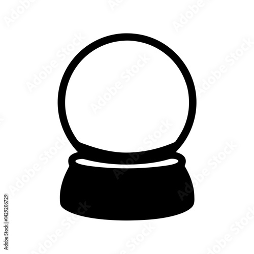 Simple Silhouette of a Magical Snow Globe with Base and Empty Interior