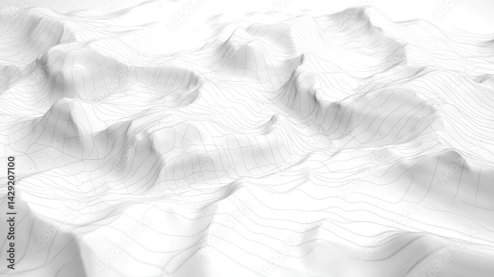 Fototapeta premium Abstract white mountain range topography.