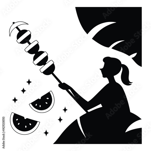 Watermelon Knife Cut Silhouette Vector – Fresh Fruit Slice Illustration