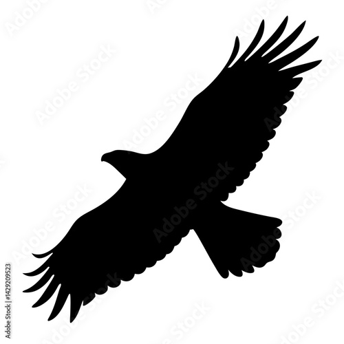 Silhouette of majestic eagle soaring through the sky with its powerful wings