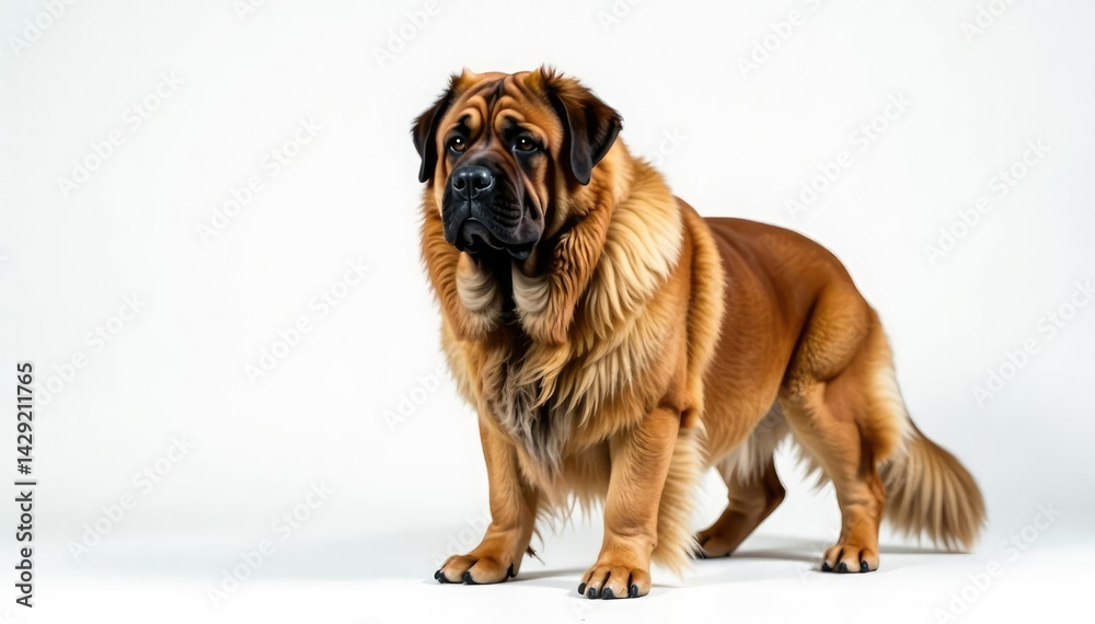 Obraz premium Imposing mastiff, regal expression, pure white backdrop, alert, dog breed
