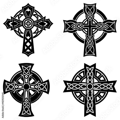 Celtic Cross Silhouette vector illustration