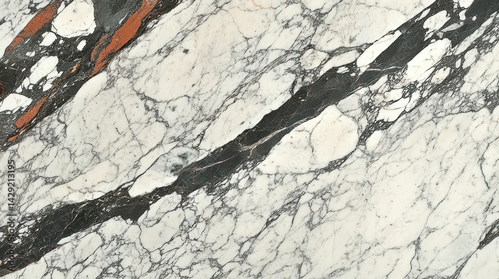 Fototapeta premium White marble with black and red veins