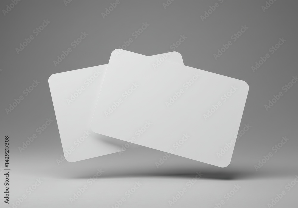 Floating white rectangular cards with rounded corners overlapping on a clean gray background Floating white rectangular cards with rounded corners overlapping on a clean gray background