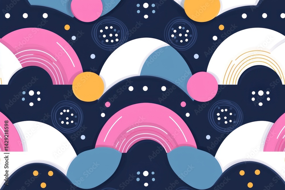 Abstract Colorful Pattern with Geometric Shapes and Dots Abstract Colorful Pattern with Geometric Shapes and Dots