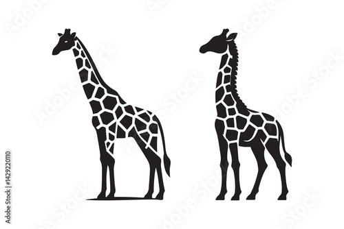 silhouette icon of a giraffe isolated on a white background