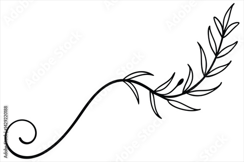 One line lavender sprig gently curving like a musical note