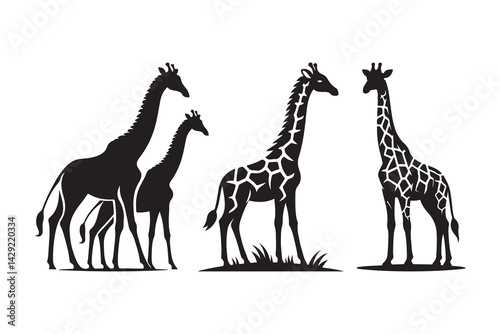 silhouette icon of a giraffe isolated on a white background