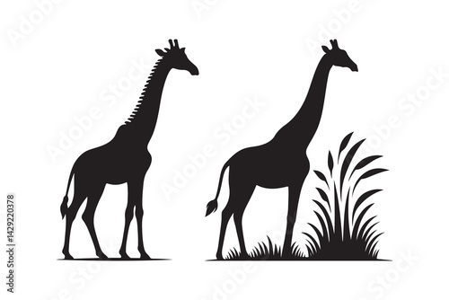 silhouette icon of a giraffe isolated on a white background