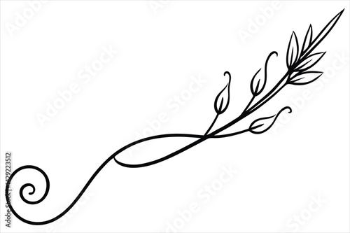 One line lavender sprig gently curving like a musical note