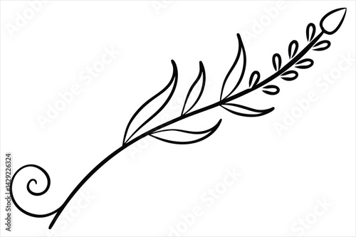 One line lavender sprig gently curving like a musical note