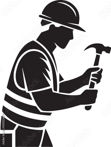 Vector Silhouette Construction Worker